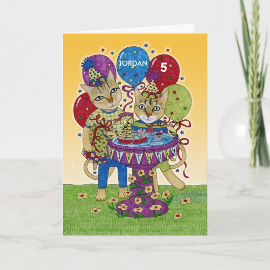 Happy Birthday Cats for Child Individuelle Name Karte (Vorderseite)