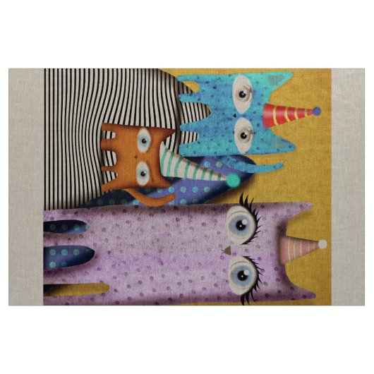 Happy Birthday Cats Linen Stoff (Yard (91,4 cm))