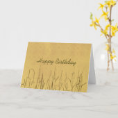 Happy Birthday Cattails Pen and Ink Art Zeichnend Karte (Gelbe Blume)