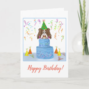 Happy Birthday Cavalier King Charles mit Cake Karte