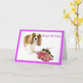 Happy Birthday Cavalier King Charles Spaniel Card Karte (Gelbe Blume)