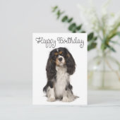 Happy Birthday Cavalier King Charles Spaniel Postkarte (Stehend Vorderseite)