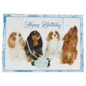 Happy Birthday Cavalier King Charles Spaniels Große Geschenktüte (Rückseite)