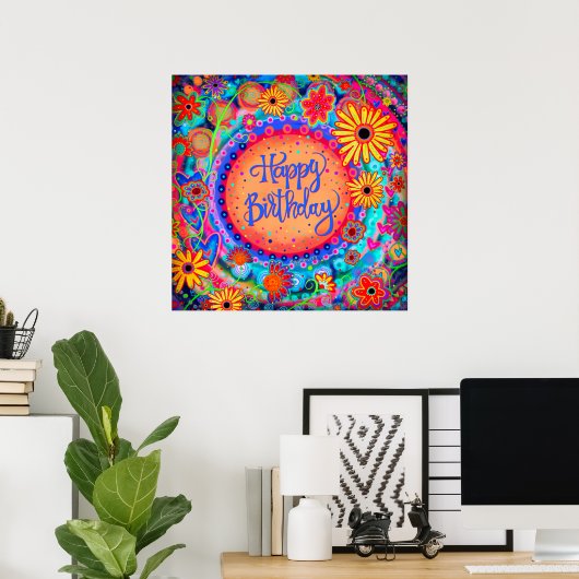 Happy Birthday Celebrate Colorful Fun Inspirivity Poster (Heimbüro)