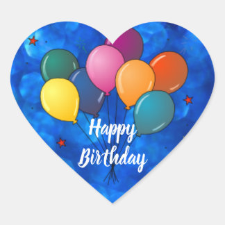Happy Birthday Celebration Balloons Herz-Aufkleber