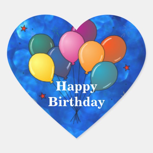 "Happy Birthday", "Celebration Balloons Herz Stick Herz-Aufkleber (Vorderseite)