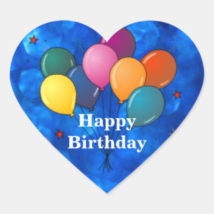 "Happy Birthday", "Celebration Balloons Herz Stick Herz-Aufkleber