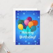 Happy Birthday Celebration Balloons Karte (Vorderseite/Rückseite Beispiel)