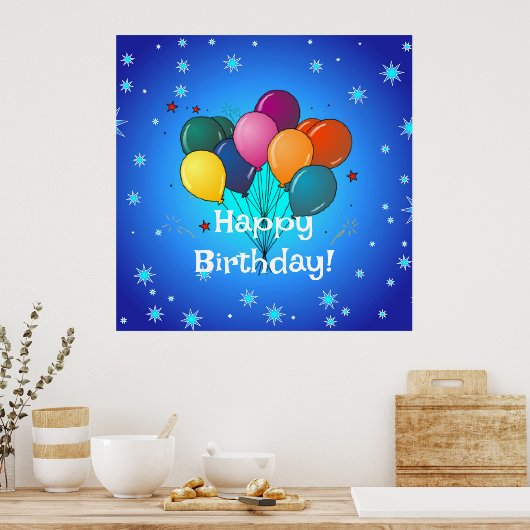 Happy Birthday Celebration Balloons Poster (Küche)