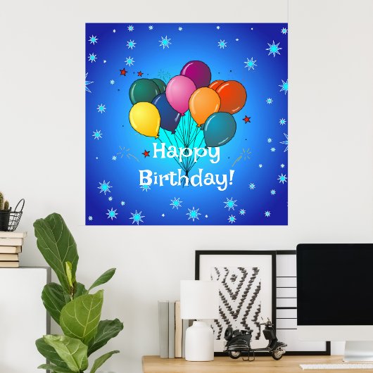 Happy Birthday Celebration Balloons Poster (Heimbüro)