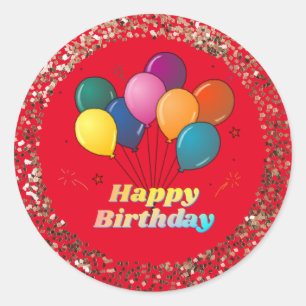 Happy Birthday Celebration Classic Round Sticker