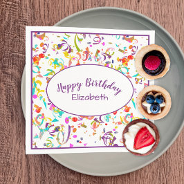 Happy Birthday Celebration Colorful Confetti Toss Serviette