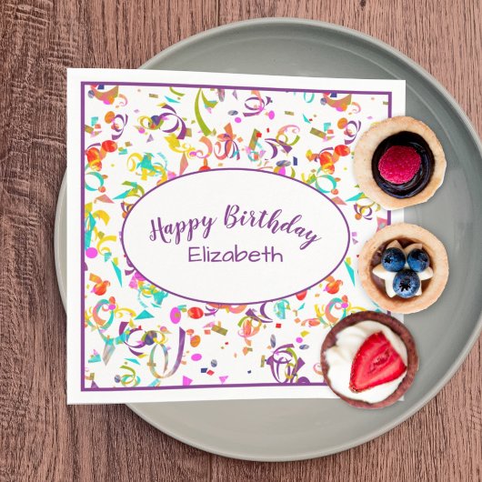 Happy Birthday Celebration Colorful Confetti Toss Serviette