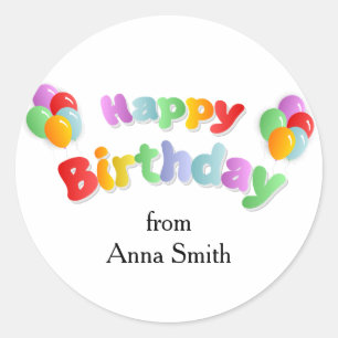 Happy Birthday Celebration Customizable Runder Aufkleber