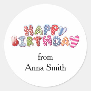 Happy Birthday Celebration Customizable Runder Aufkleber