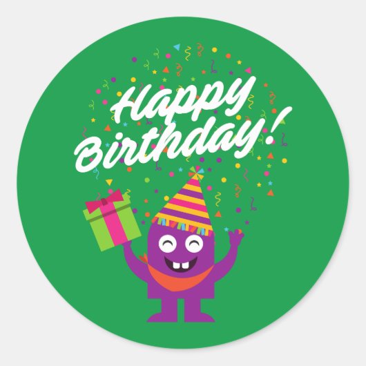 Happy Birthday Celebration Customizable Runder Aufkleber (Vorderseite)