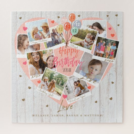 Happy Birthday Celebration Foto Scrapbook Herz Puzzle (Vertikal)