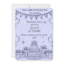 Happy Birthday Celebration Line Art – Tiered Cake