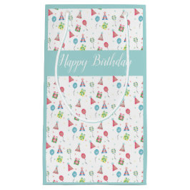 Happy Birthday Celebration Party Hats Balloons Kleine Geschenktüte