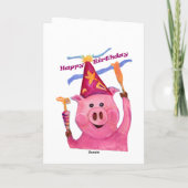 Happy Birthday Celebration Pig Card Karte (Rückseite)