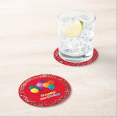 Happy Birthday Celebration Round Paper Untersetzer (Vor Ort)