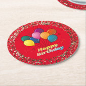 Happy Birthday Celebration Round Paper Untersetzer (Angewinkelt)