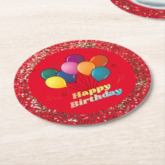 Happy Birthday Celebration Round Paper Untersetzer (Angewinkelt)