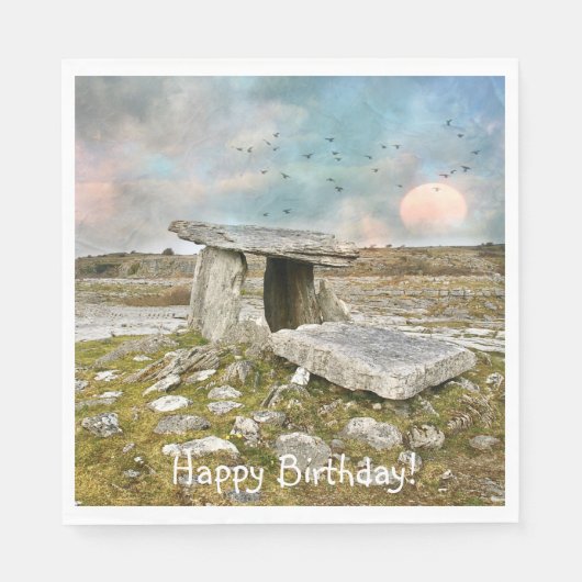 Happy Birthday Celtic Ruins Serviette (Vorderseite)