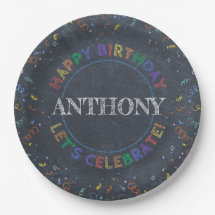 Happy Birthday Chalkboard Pappteller