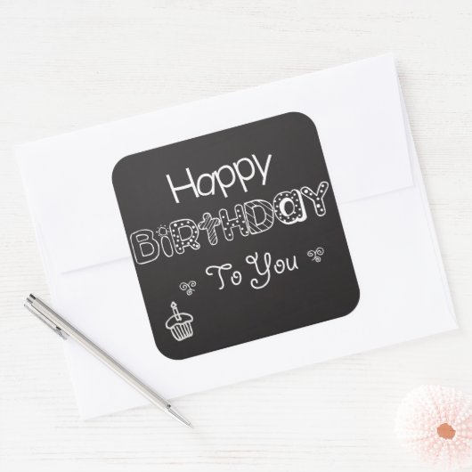 Happy Birthday Chalkboard Sticker (Umschlag)