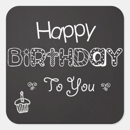 Happy Birthday Chalkboard Sticker (Vorderseite)