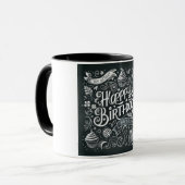 Happy Birthday Chalkboard Vintage Kunst Tasse (Vorderseite Links)