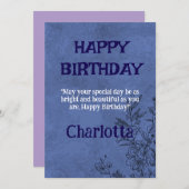 HAPPY BIRTHDAY CHARLOTTA EINLADUNG (Vorne/Hinten)