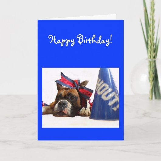 Happy birthday Cheerleader boxer greeting card Karte (Vorderseite)