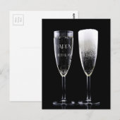 Happy Birthday Cheers Champagne Flute Zwei Gläser Postkarte (Vorne/Hinten)