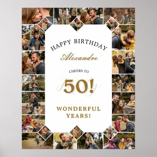 Happy Birthday Cheers To 50 Years Photo Collage Poster (Vorne)