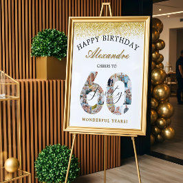 Happy Birthday Cheers To 60 Years Photo Collage Poster