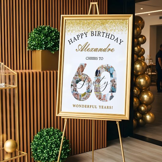 Happy Birthday Cheers To 60 Years Photo Collage Poster