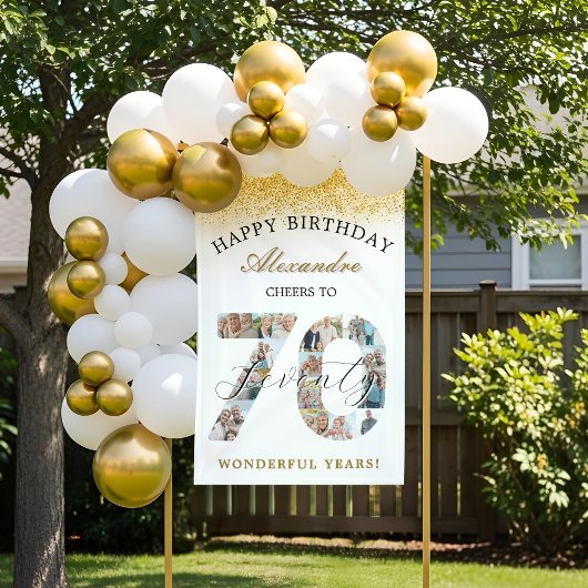 Happy Birthday Cheers To 70 Years Photo Collage Banner