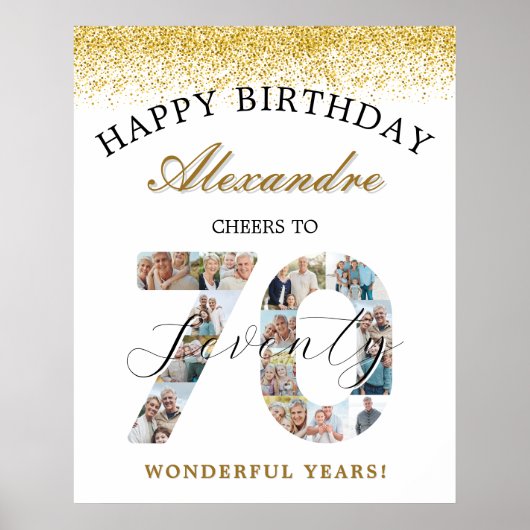 Happy Birthday Cheers To 70 Years Photo Collage Poster (Vorne)