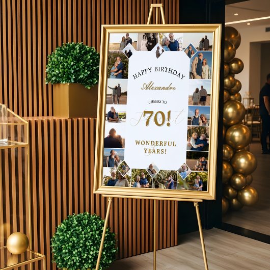 Happy Birthday Cheers To 70 Years Photo Collage Poster