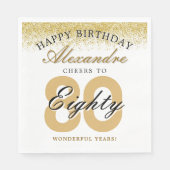 Happy Birthday Cheers To 80 Years Celebration Serviette (Vorderseite)