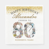 Happy Birthday Cheers To 80 Years Photo Collage Serviette (Vorderseite)