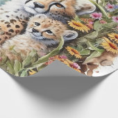 Happy Birthday Cheetah Baby und Mama Geschenkpapier (Ecke)