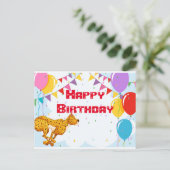 Happy Birthday Cheetah Gruß Postkarte (Stehend Vorderseite)