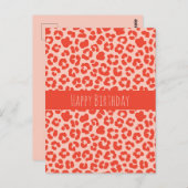 Happy Birthday Cheetah Print Pattern Red Postcard Postkarte (Vorne/Hinten)