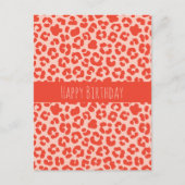 Happy Birthday Cheetah Print Pattern Red Postcard Postkarte (Vorderseite)