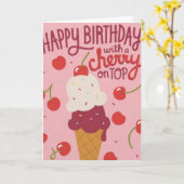 Happy Birthday Cherry on Top  Karte (Gelbe Blume)