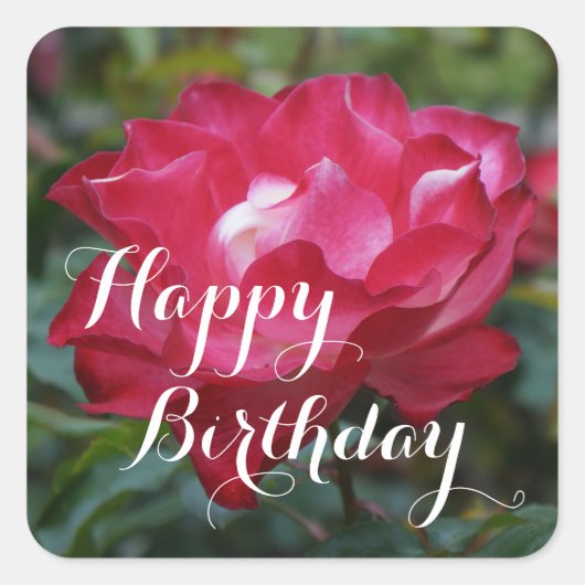 Happy Birthday Cherry Parfait #2 Square Stickers (Vorderseite)