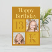 Happy Birthday Chic Gold 2 Foto Personalisiert Karte (Stehend Vorderseite)